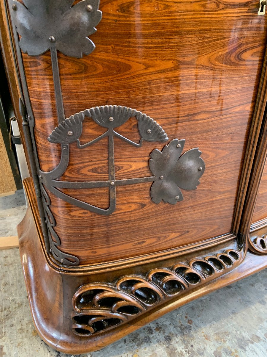 Art Nouveau Living Room Furniture, Museum Quality Cabinet, By Louis Majorelle Design Paris 1900-photo-4