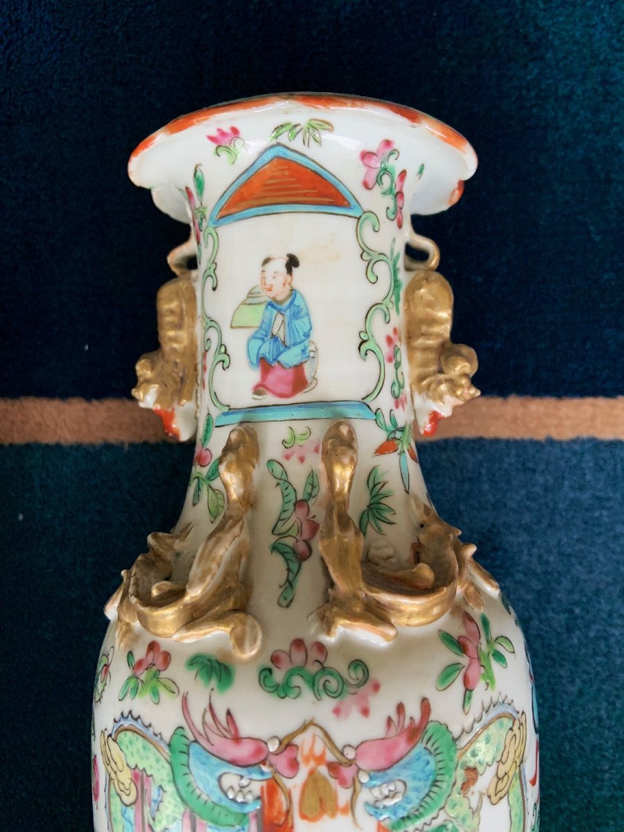 China, Canton, End Of The 19th Century. Pair Important Baluster Vase In Porcelain And Enamels -photo-3