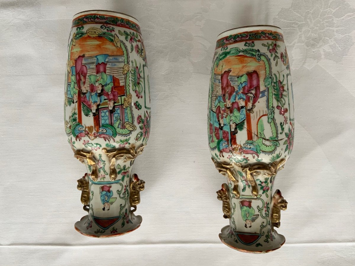 China, Canton, End Of The 19th Century. Pair Important Baluster Vase In Porcelain And Enamels -photo-6