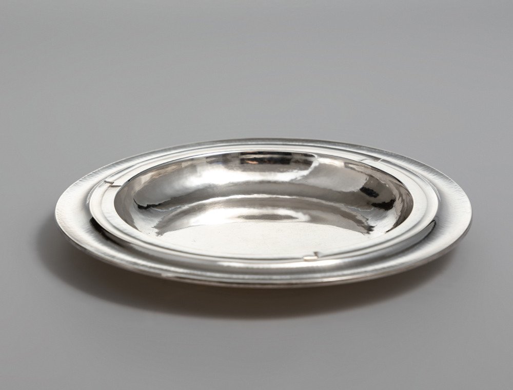 1x Emmy Roth Bauhaus Bol à Dessert En Argent 900, Berlin 1926/28 Allemagne;  Assiette à Dessert