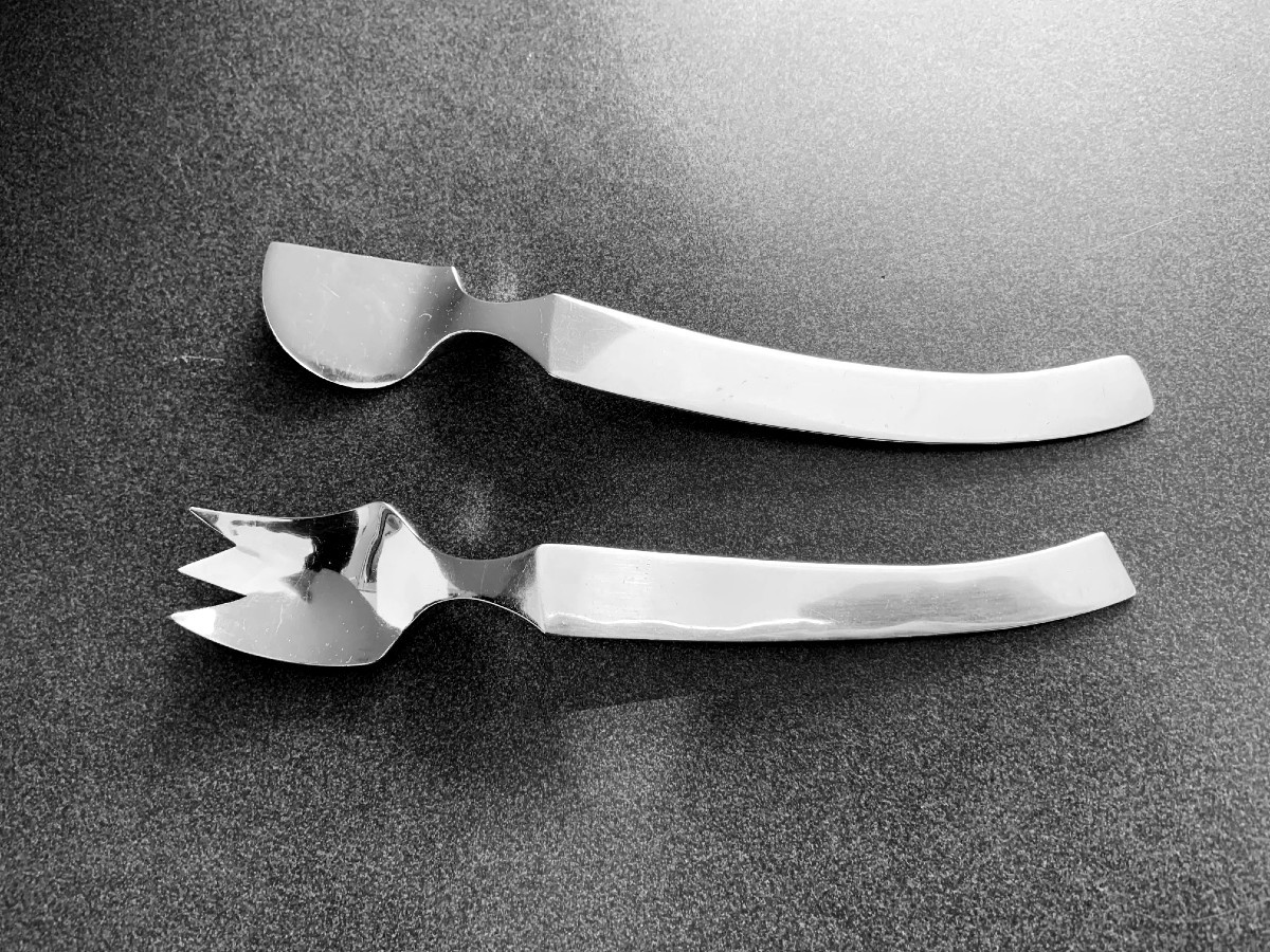 Modern  Fish Cutlery, 925/1000  Silver, Design Claës Giertta (1926-2007) Stockholm, Sweden 1993