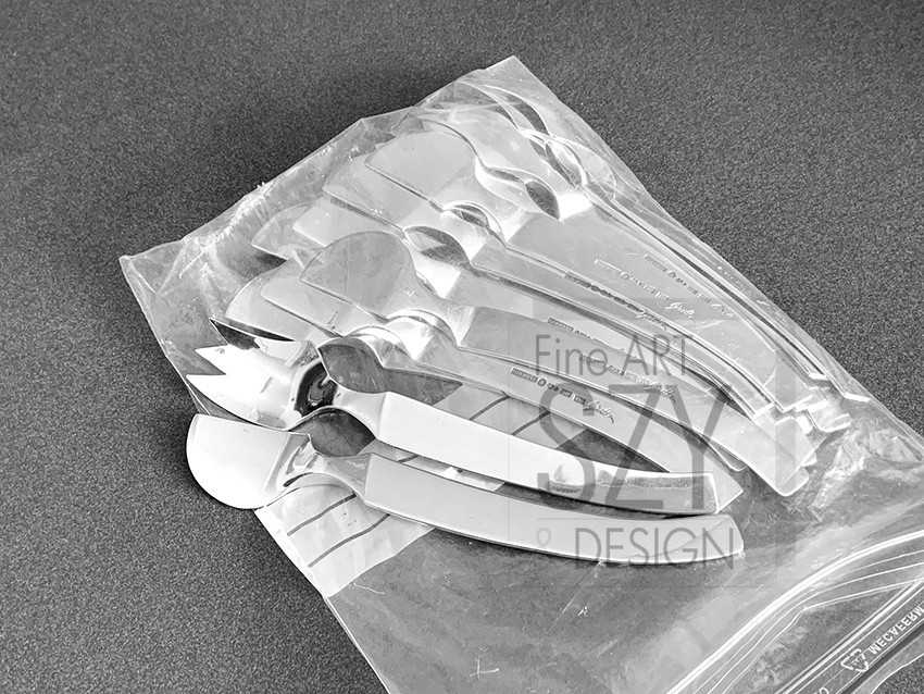 Design Fish Cutlery For 8 People, 925 Sterling Silver Cutlery Stockholm Sweden, Giertta 1993-photo-2