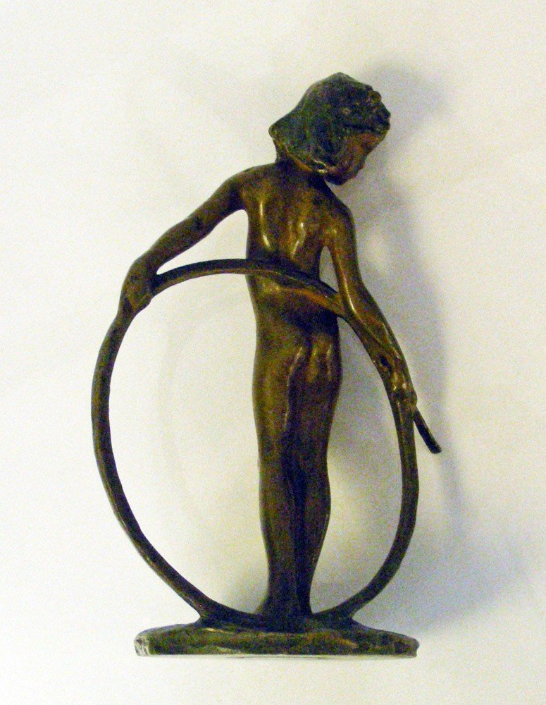 Bernhard Hoetger, Child With A Hoop, Bronze Sculpture, Art Nouveau, Paris 1902-photo-2