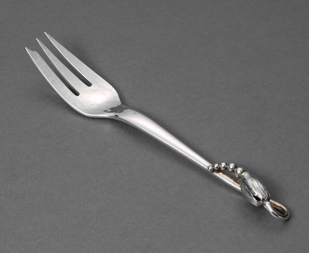 Georg Jensen Blossom #84 Art Nouveau Sterling Silver Cake Fork, Copenhagen