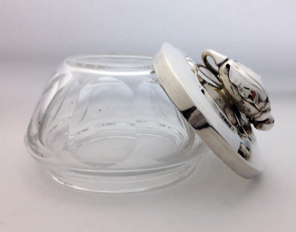 Georg Jensen, Baccarat Art Nouveau Jam Jar, Preserve Pot #2 C Blossom-photo-4