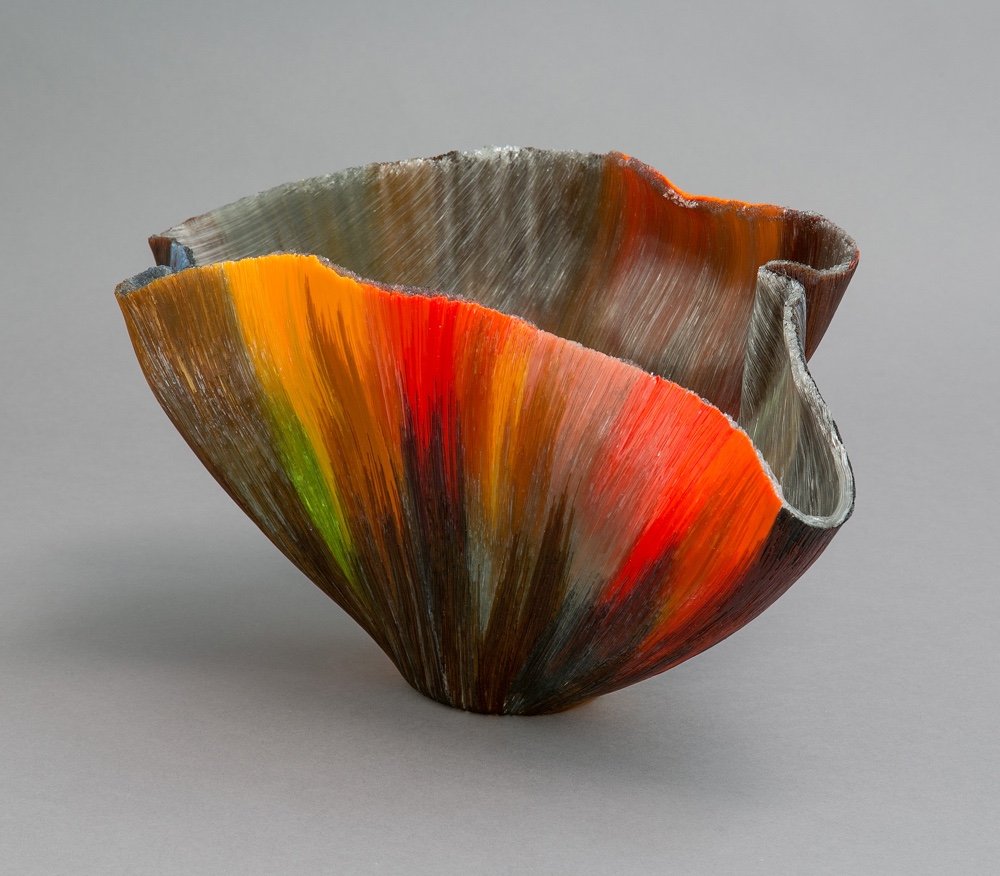 Mary Ann Toots Zynsky Studio Glass Vase En Verre Ritemprare Serena