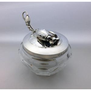 Georg Jensen, Baccarat Art Nouveau Jam Jar, Preserve Pot #2 C Blossom