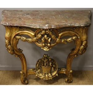 Console En Bois Doré  Louis  XV