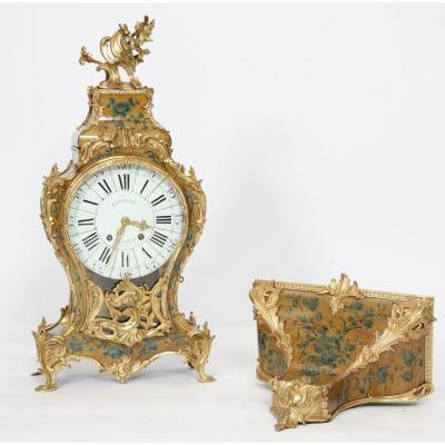 Louis XV Cartel In Lacquered Wood With Yellow Background