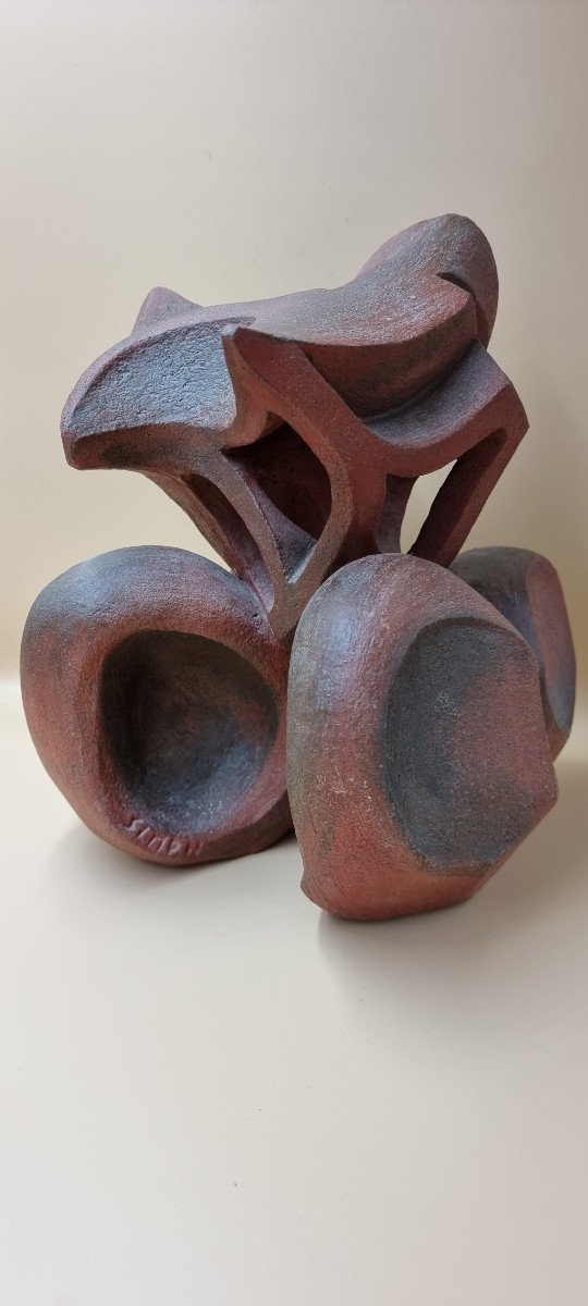 Sculpture In Chamotted Earth Years 60-70 - Ceramic - Raw Stoneware-photo-2