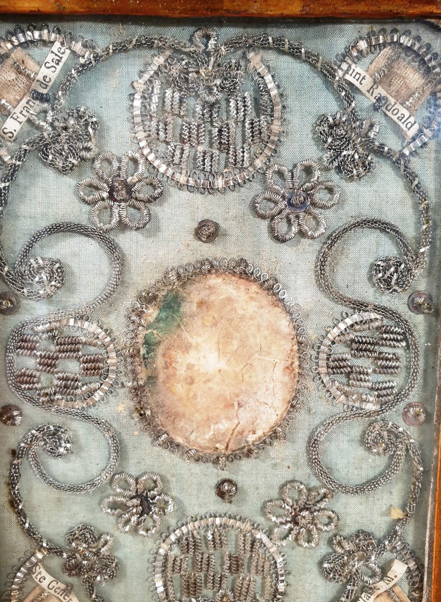 Reliquary 4 Relics - Silver Thread - Saint François De Sale, Sainte Claire, Saint Généreux-photo-2