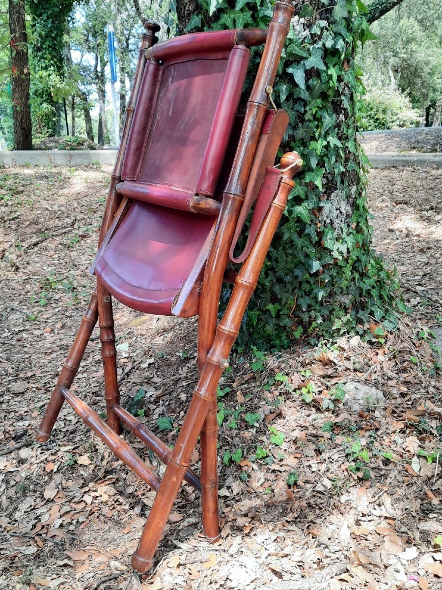 Folding Armchair And Its Bamboo Style Stool-photo-7