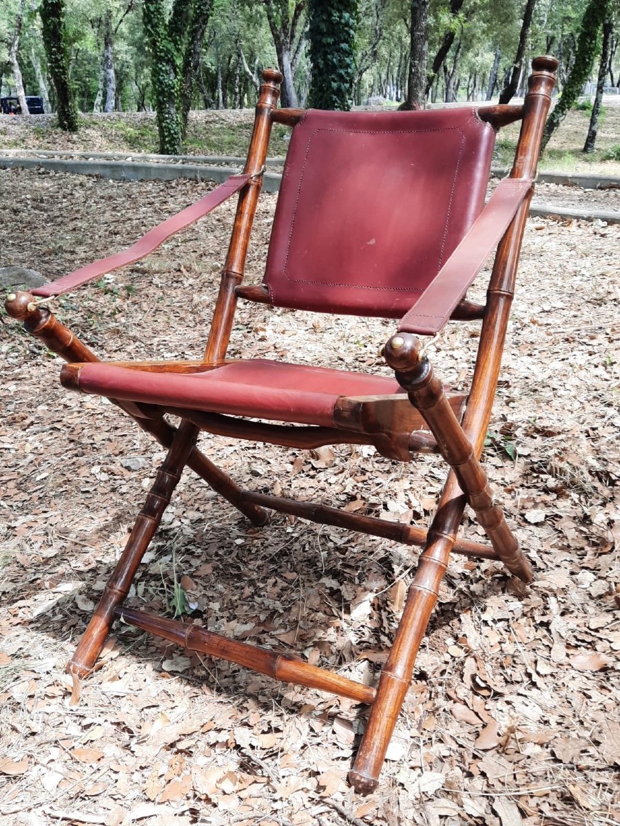 Folding Armchair And Its Bamboo Style Stool-photo-8