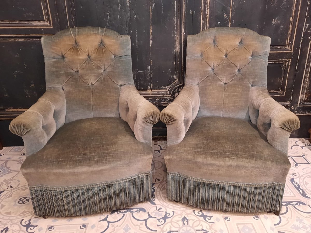 Pair Of Padded Armchairs 