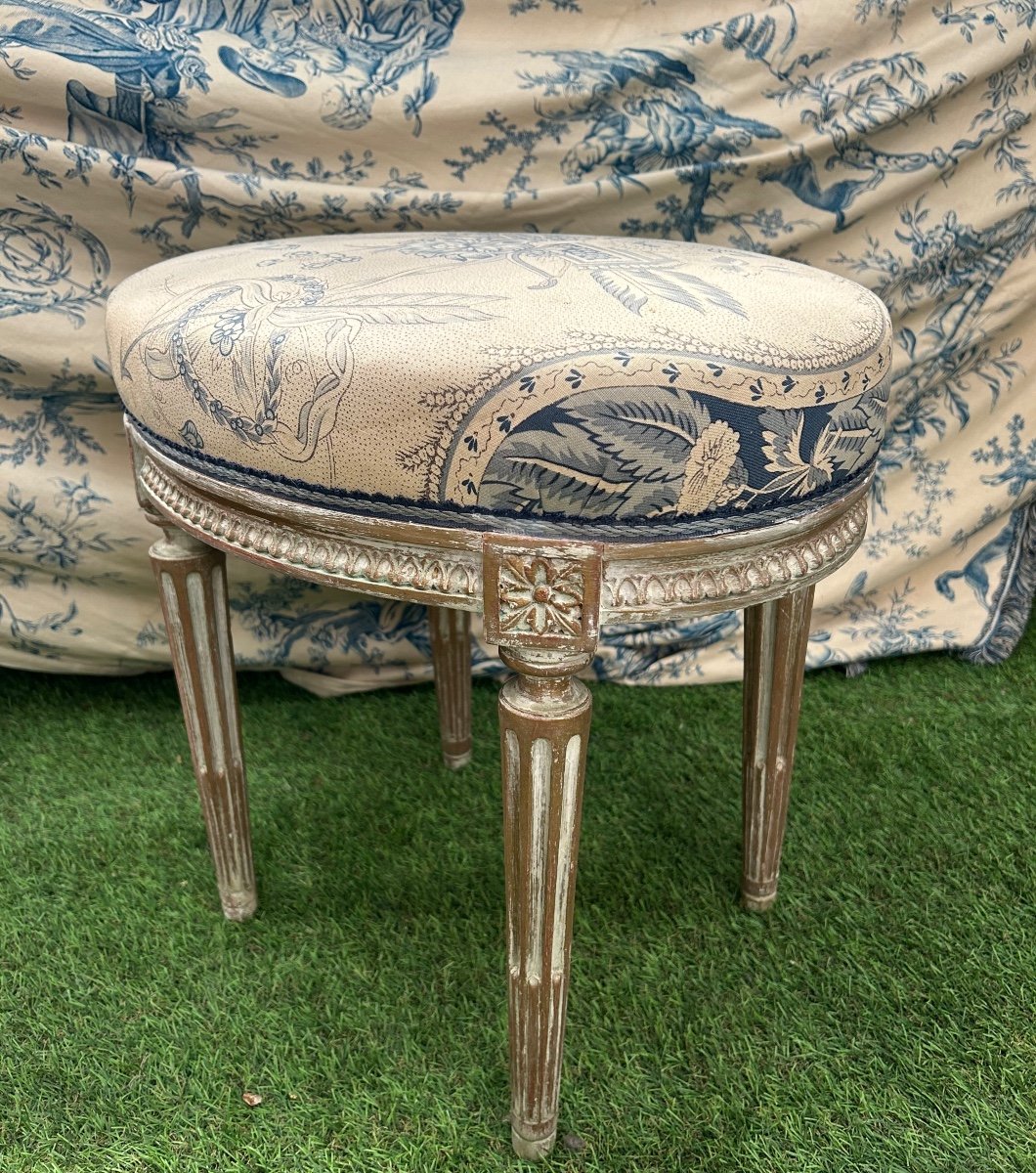 Louis XVI Oval Patinated Stool