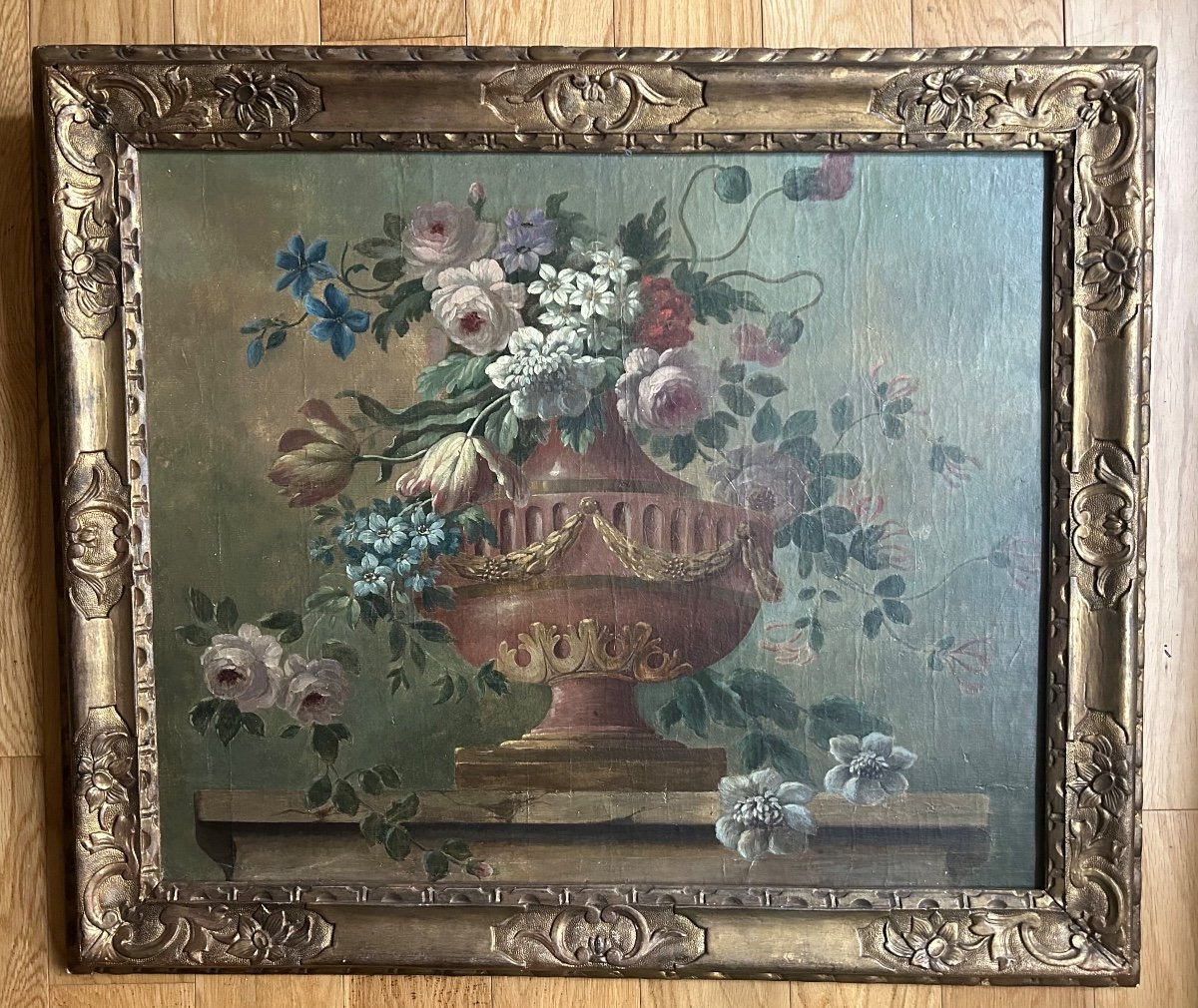 Flower Basin Painting On An Entablature 