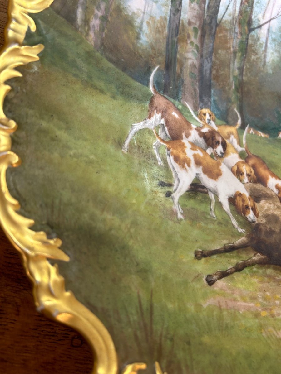 Grand Plat En Porcelaine De Limoges « la Chasse à Courre »-photo-4