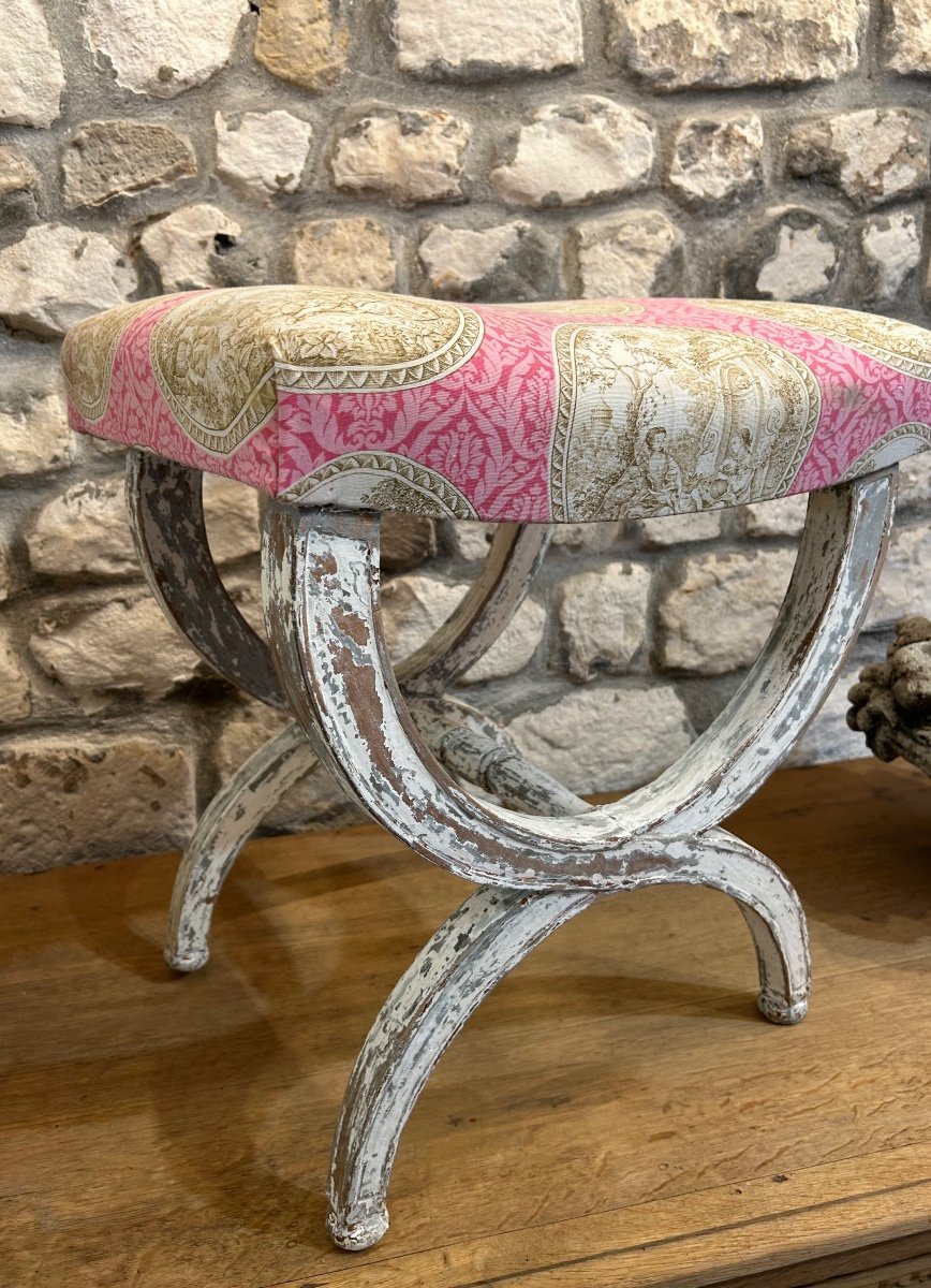 Empire Style Patinated Curule Stool -photo-2