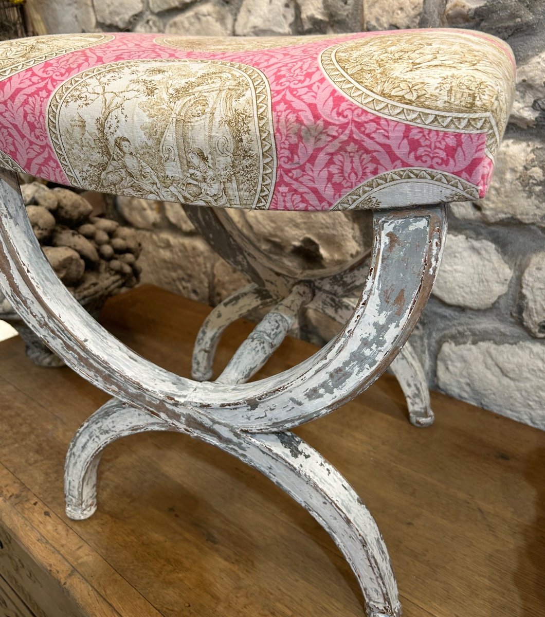 Empire Style Patinated Curule Stool -photo-6