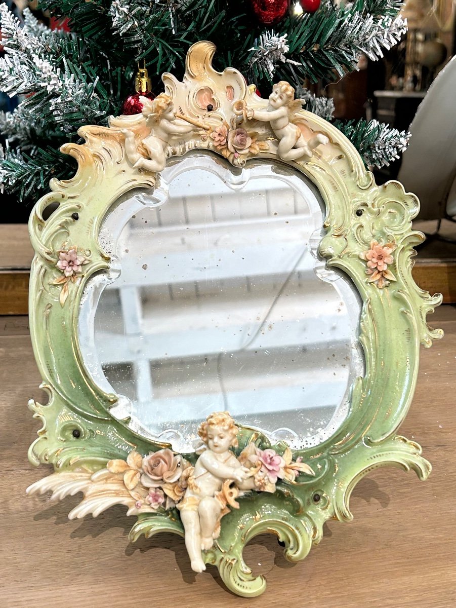 Miroir De Table En Porcelaine Allemande 