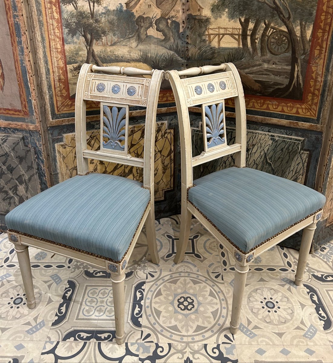 Pair Of Directoire Chairs-photo-4