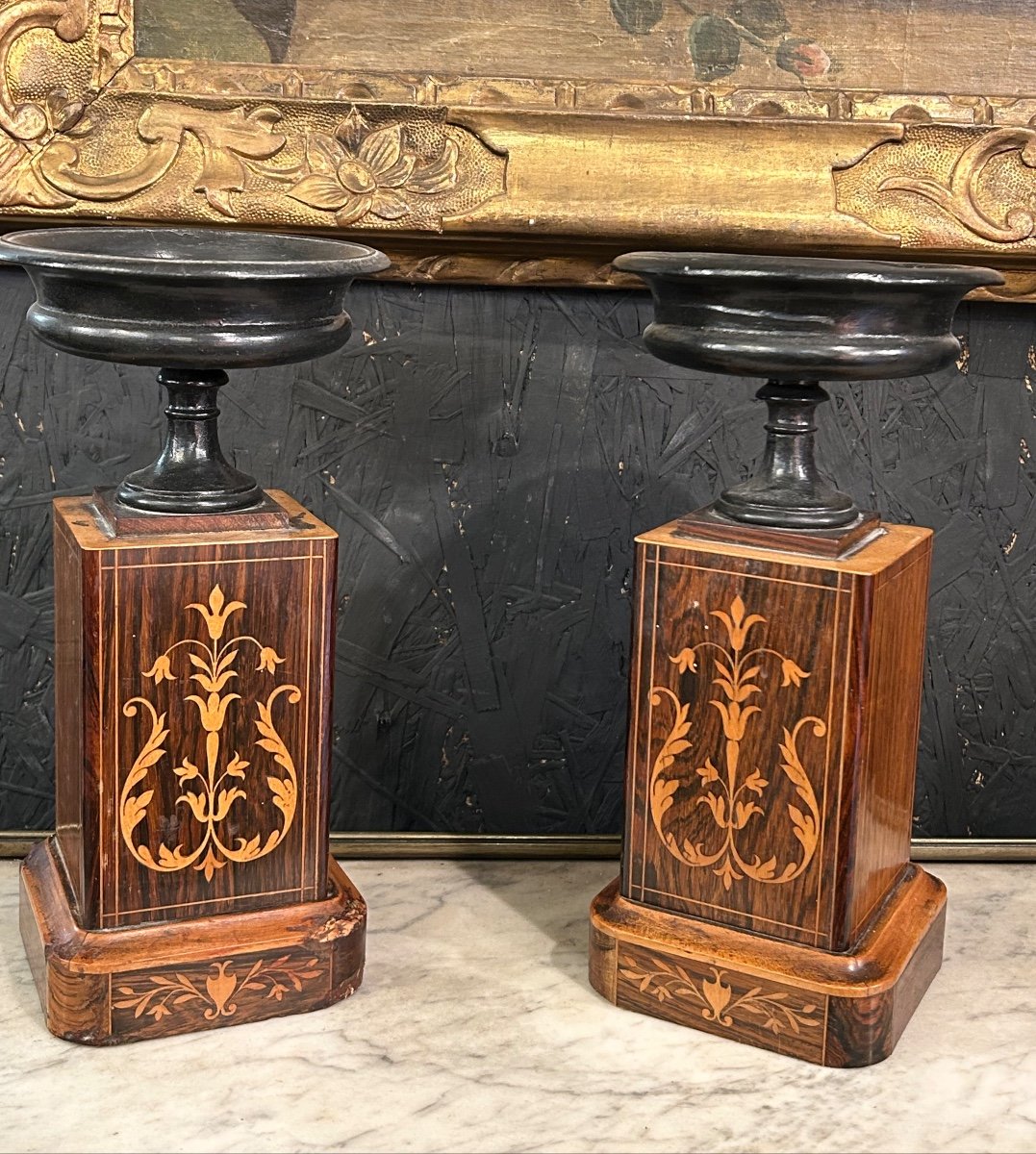 Paire D’urnes En Bois époque Charles X