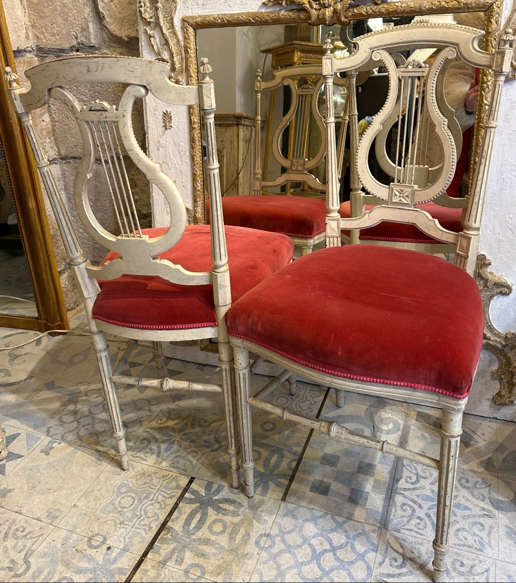 Pair Of Louis XVI Style Chairs, Lyre Model -photo-2