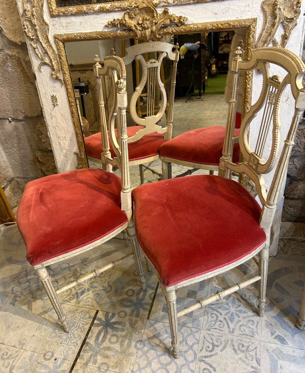 Pair Of Louis XVI Style Chairs, Lyre Model -photo-3