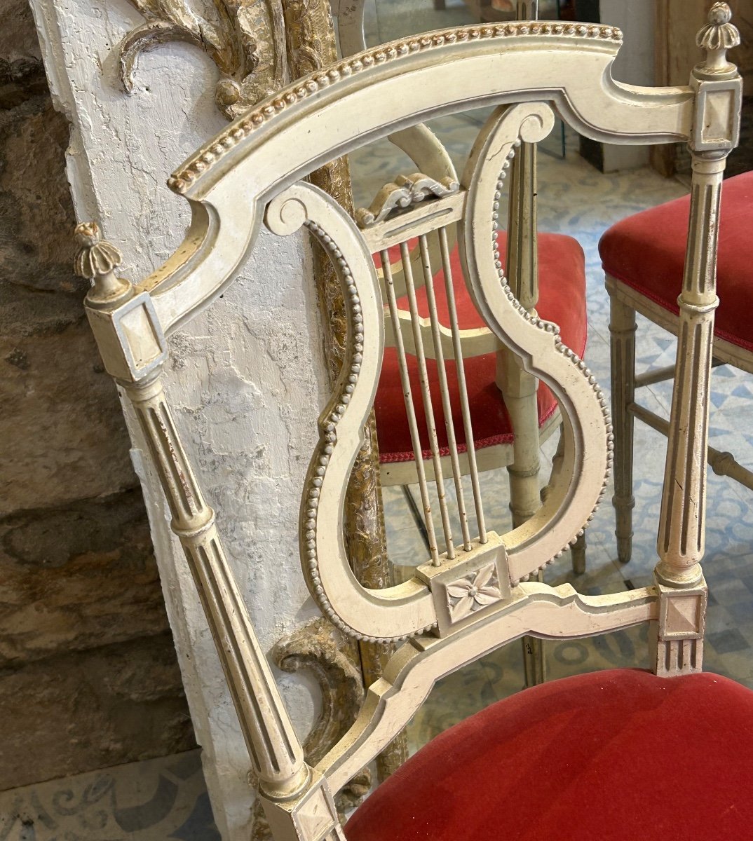 Pair Of Louis XVI Style Chairs, Lyre Model -photo-4