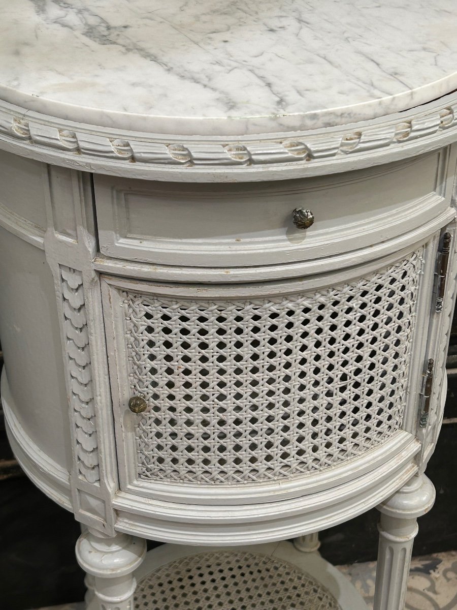 Louis XVI Style Drum Shaped Bedside Table-photo-2