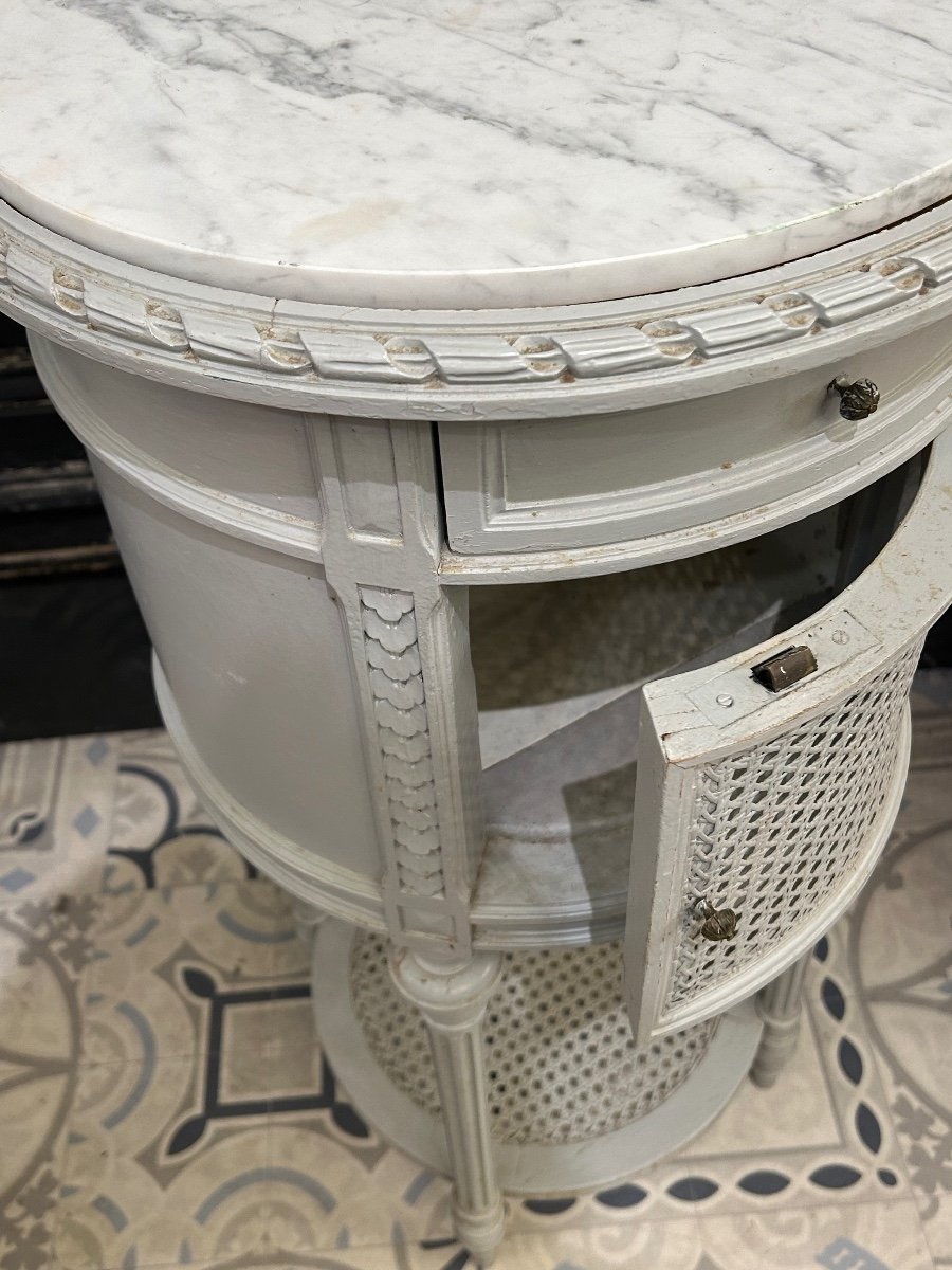 Louis XVI Style Drum Shaped Bedside Table-photo-3