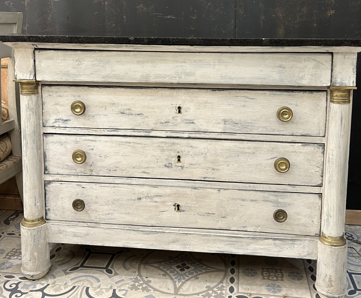 Commode Empire Patiné Demi Colonne -photo-4