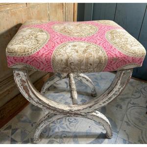 Tabouret Curule Patiné De Style Empire 