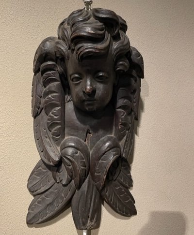 Pair Of Walnut Angel Heads