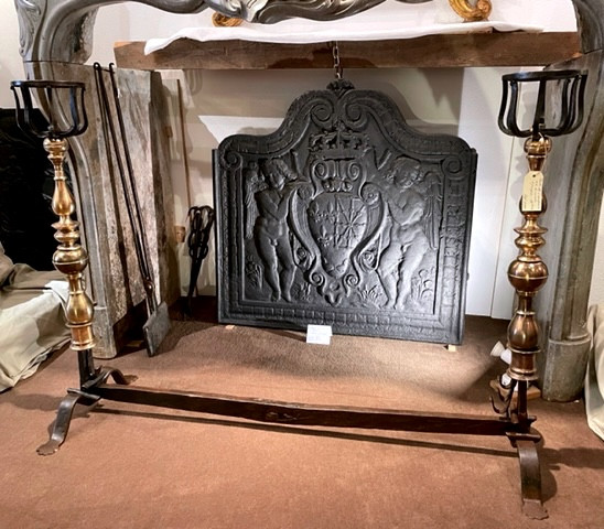 Pair Of Bronze And Wrought Iron Andiers