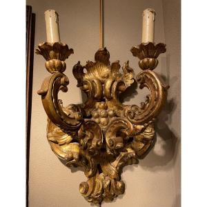 Pair Of Golden Wood Sconces