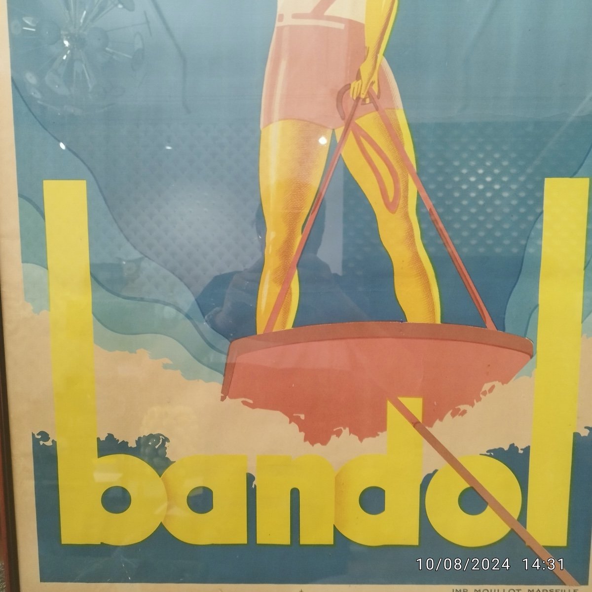 Framed Poster Of The Bandol Casino By Bermond, 1930s-photo-2