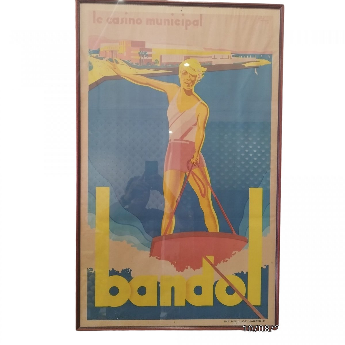 Framed Poster Of The Bandol Casino By Bermond, 1930s