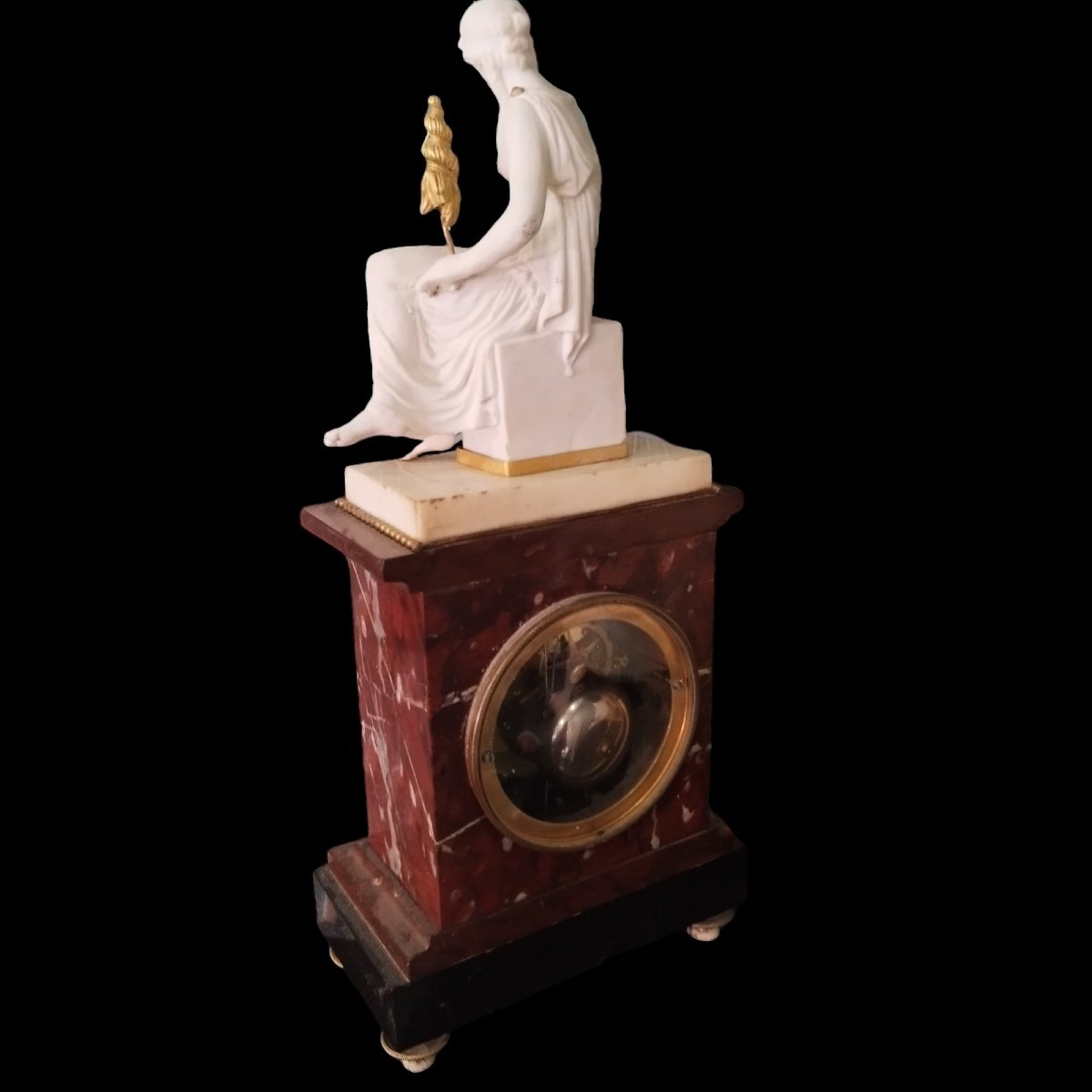 Empire Period Biscuit And Griotte Marble Clock-photo-2