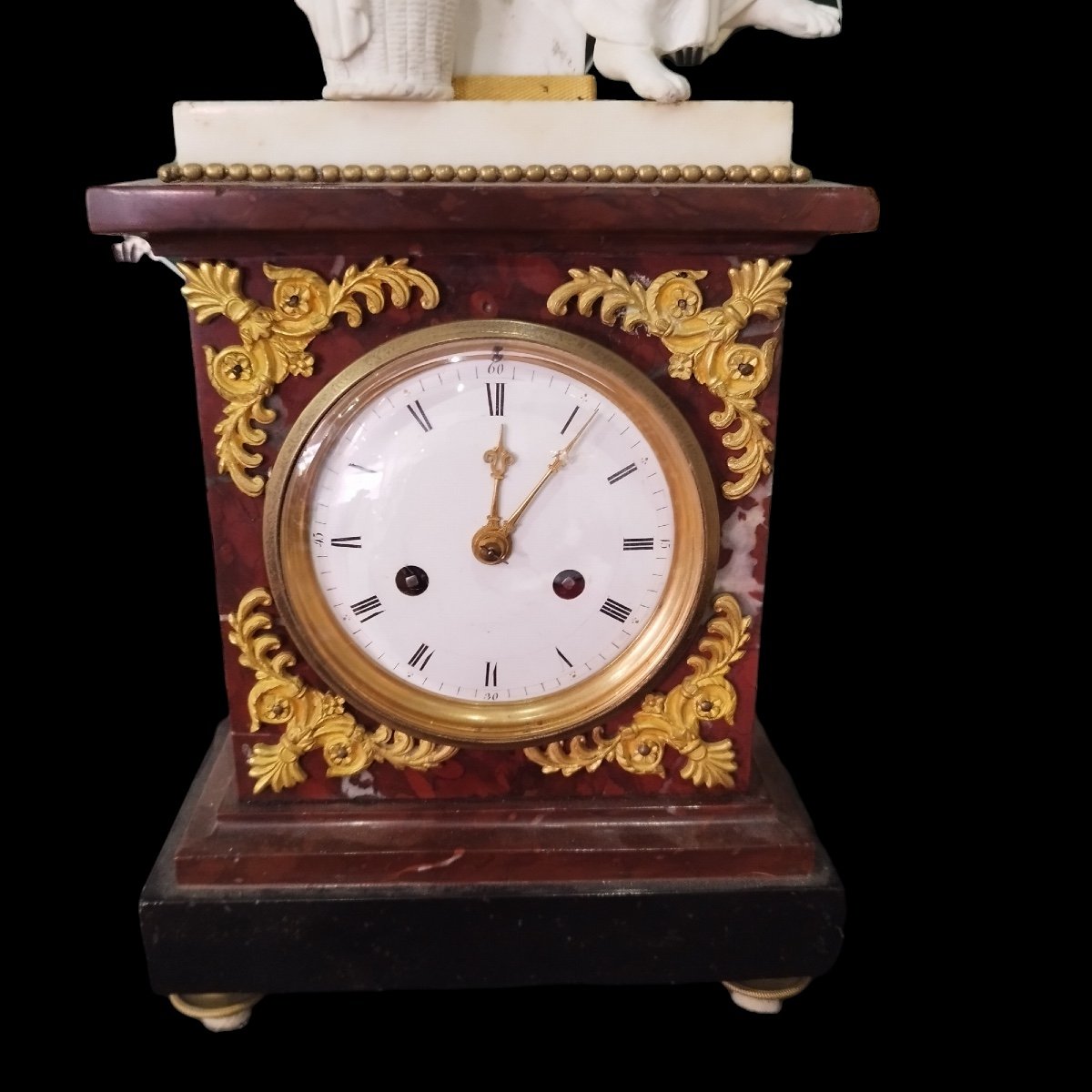 Empire Period Biscuit And Griotte Marble Clock-photo-4