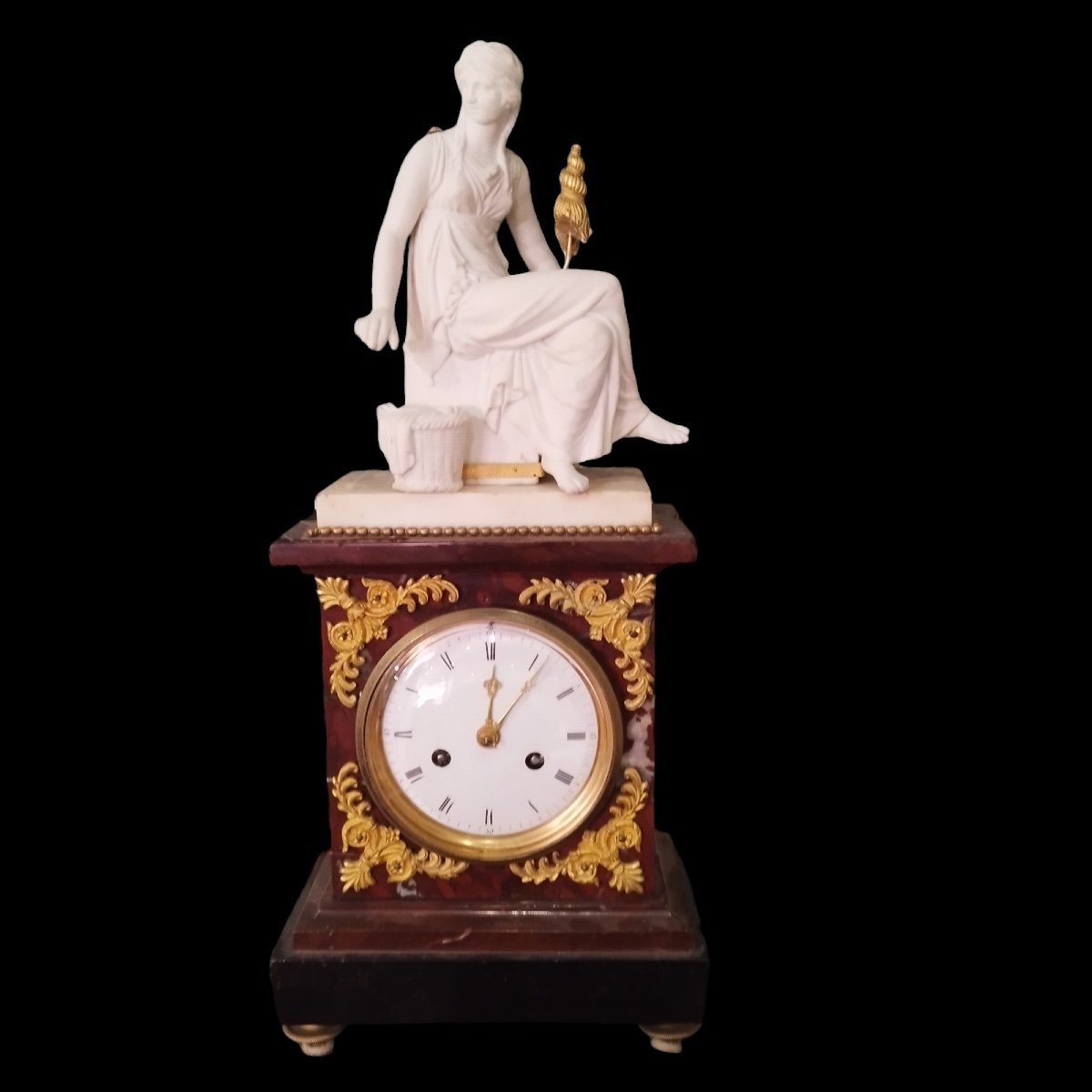 Empire Period Biscuit And Griotte Marble Clock