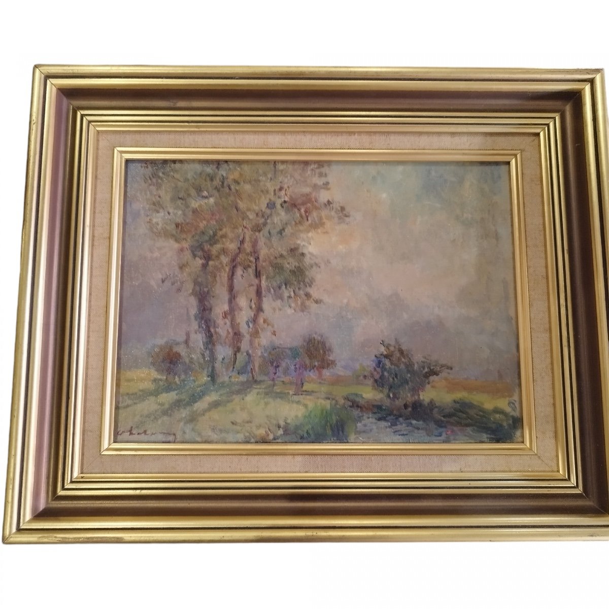 Painting By Albert Lebourg Landscape With Certificate.