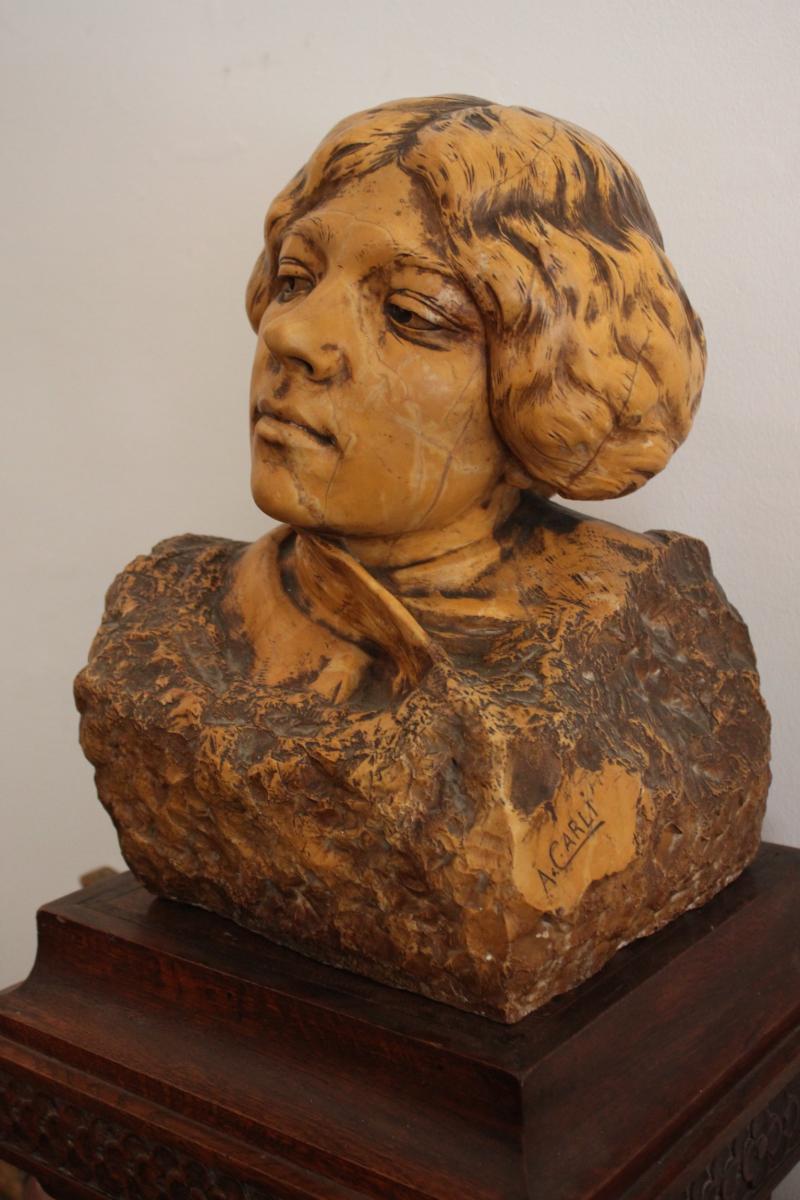 Bust Of Sarah Bernhardt By Auguste Carli (1868 - 1930)-photo-3