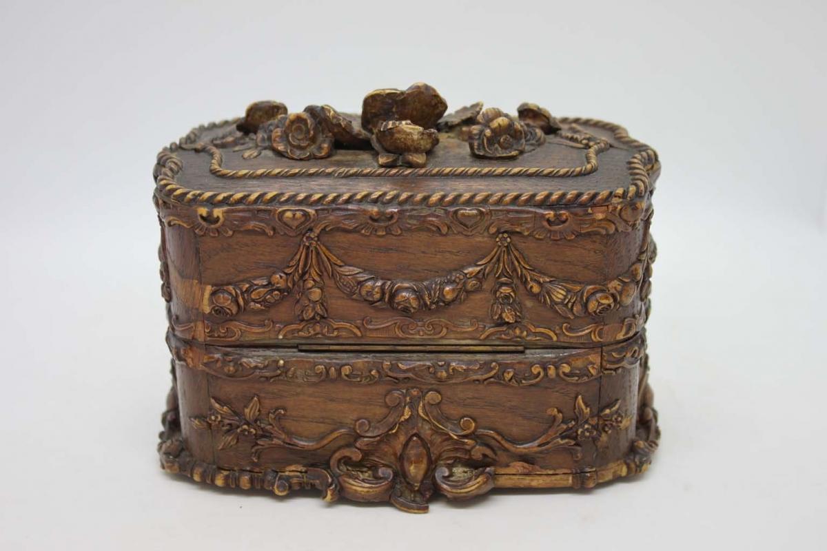 Napoleon III Carved Wood Perfume Box-photo-3
