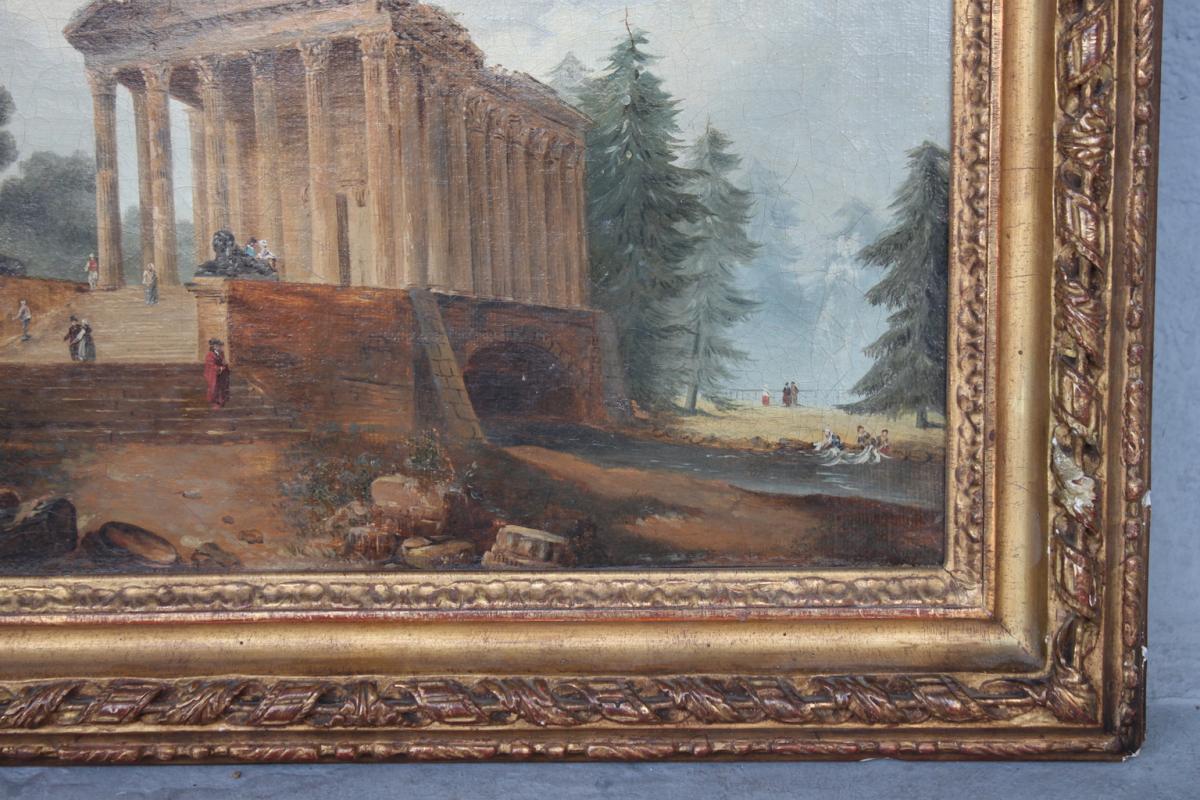 XIXth Century Antique Temple Oil Painting-photo-4