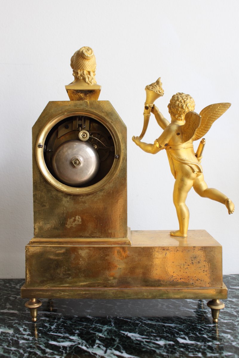 French Empire Cherub Gilt Bronze Clock-photo-4