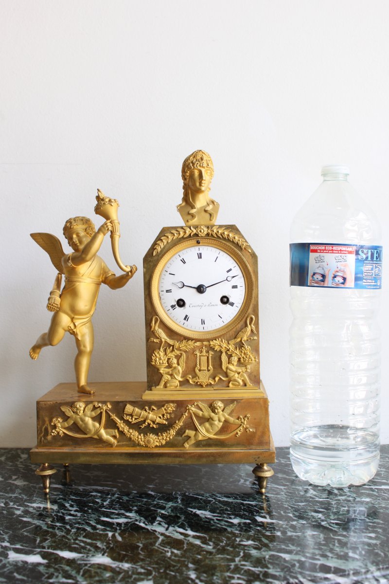 French Empire Cherub Gilt Bronze Clock-photo-8