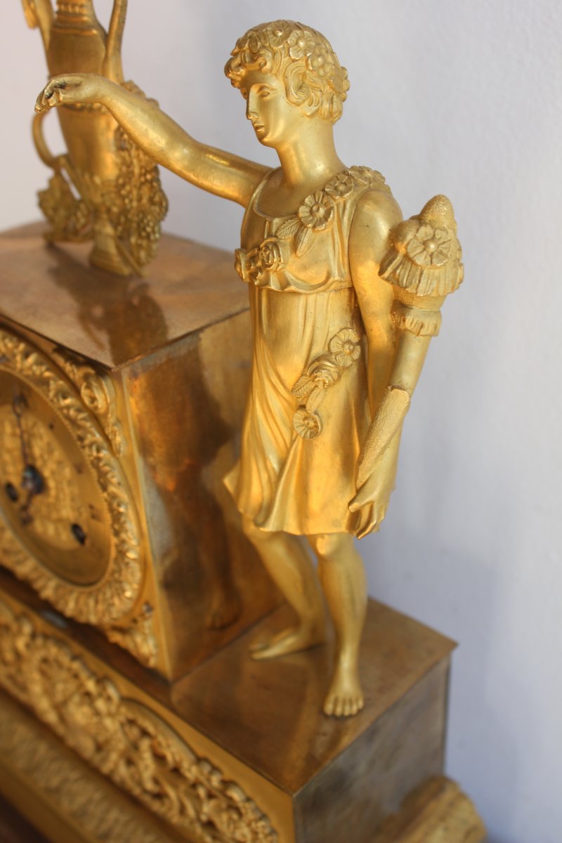 19th Century Restauration  Gilt Bronze Clock Gardener-photo-5