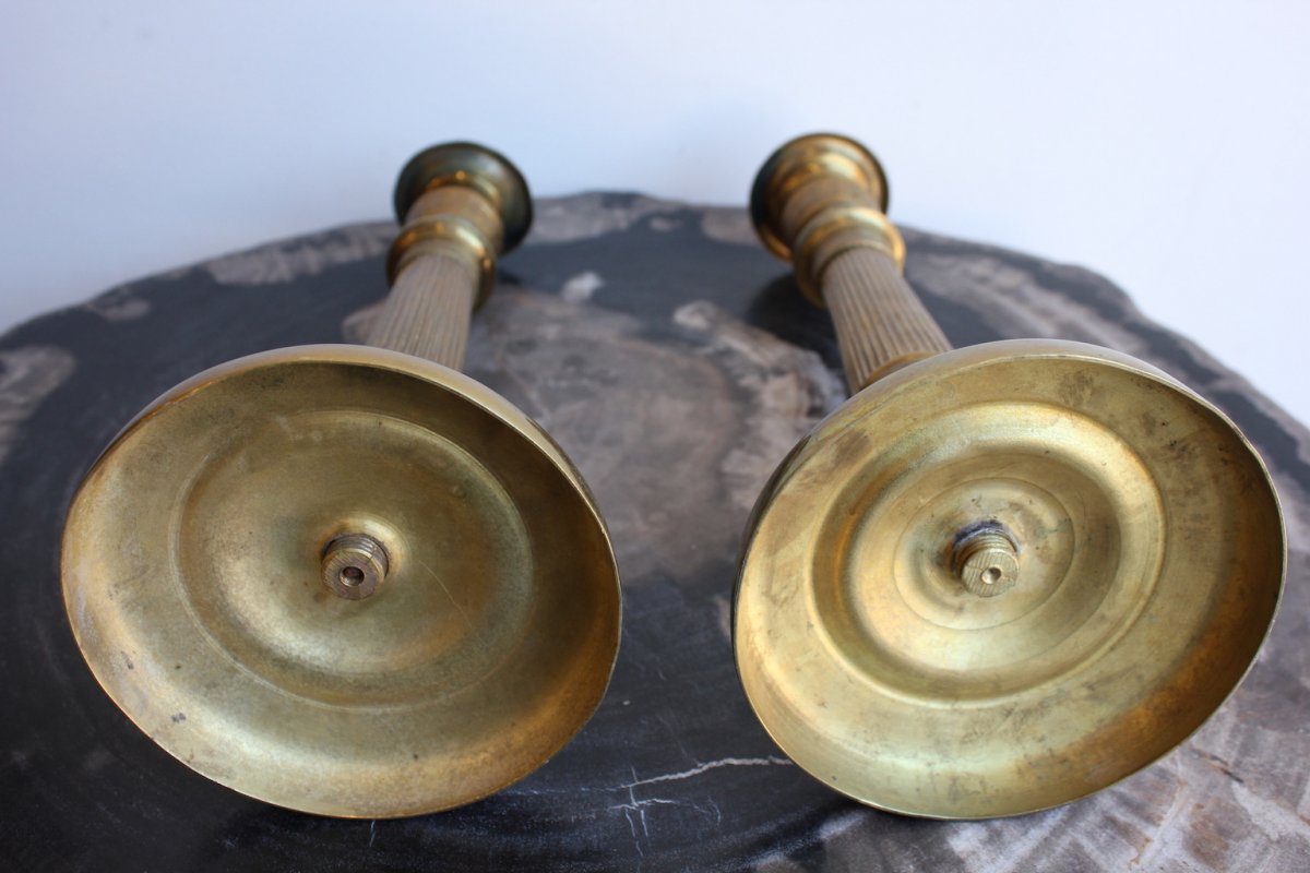 Pair Of Gilt Bronze Candelabras 19th Century-photo-4