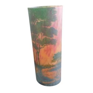 Vase De Daum Paysage Lacustre Hauteur 35 Cm